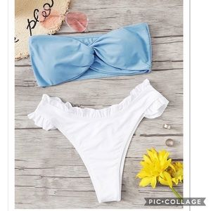 Shein Twist Top with Ruffle Trim Bikini Set